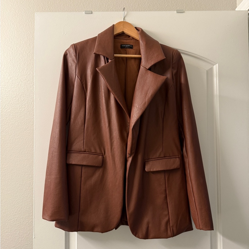 LIKE NEW Brown Pleather Blazer
